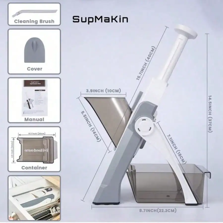 قطاعة خضروات متعددة الوظائف مع واقي لليد - تمزيق البطاطس والثوم والخضروات المختلفة #3