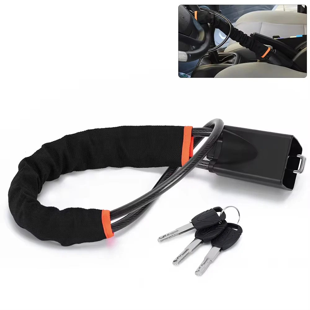 

Car Auto Lock Top Mount Steering Wheel Lock Anti Theft Security With Keys Anti-Theft Devices Wheel Lock Steel Strap