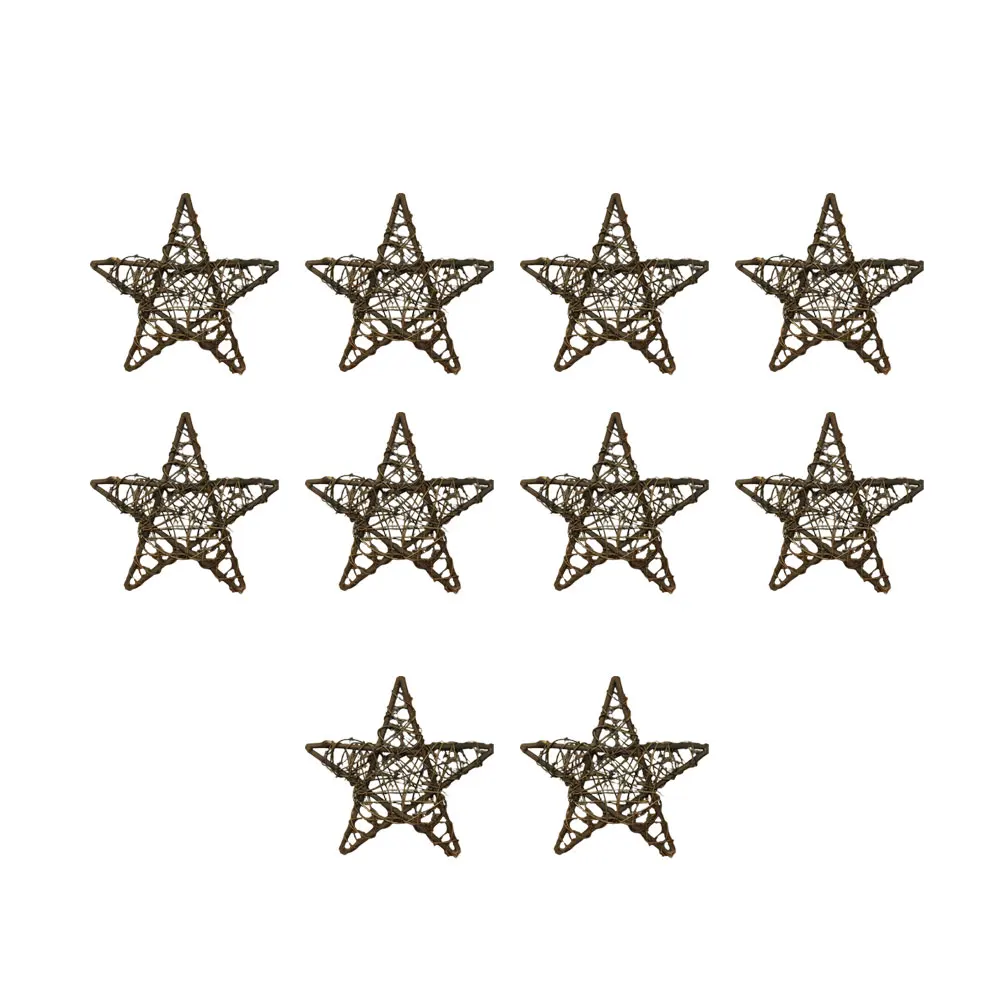 

10 Pcs Pentagram Ornament Christmas Decorations Rustic Vintage Rattan Ornaments Farmhouse Log Table Crafts Office