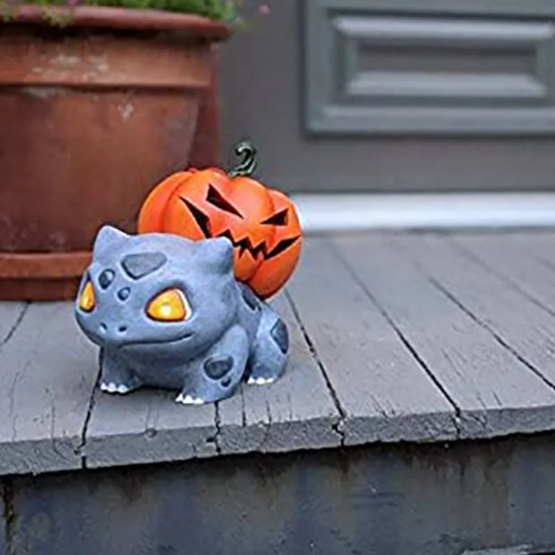 Bulbasaur Pokemon Lamp New Cartoon Halloween Action Figure Pumpkin Resin Craft Halloween Decoration Garden Outdoor With Ornament