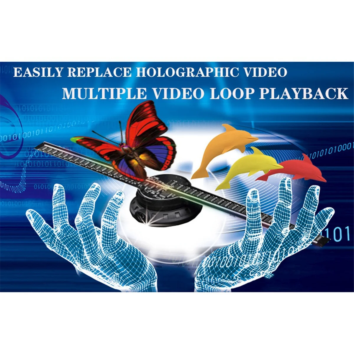 

2025+ 43CM -Eye Holographic 3d Projection Suspended Aerial Imaging Stereo Electric Fan Screen Rotary Advertising Machine