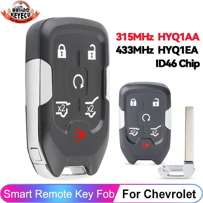 

KEYECU 315MHz 433MHz HYQ1AA HYQ1EA 6 Button Key Remote For Chevrolet Tahoe Suburban For GMC Yukon XL 2015 2016 - 2020 Smart Fob