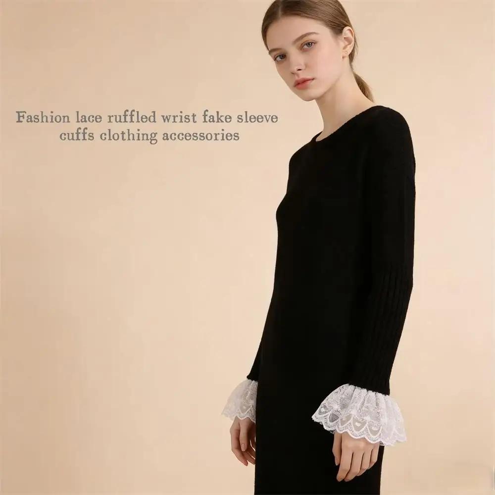 

Модные кружевные манжеты с рюшами для рукавов, аксессуар для одежды, удобные накладные манжеты, мягкие кружевные манжеты, повседневные аксессуары, пара штук