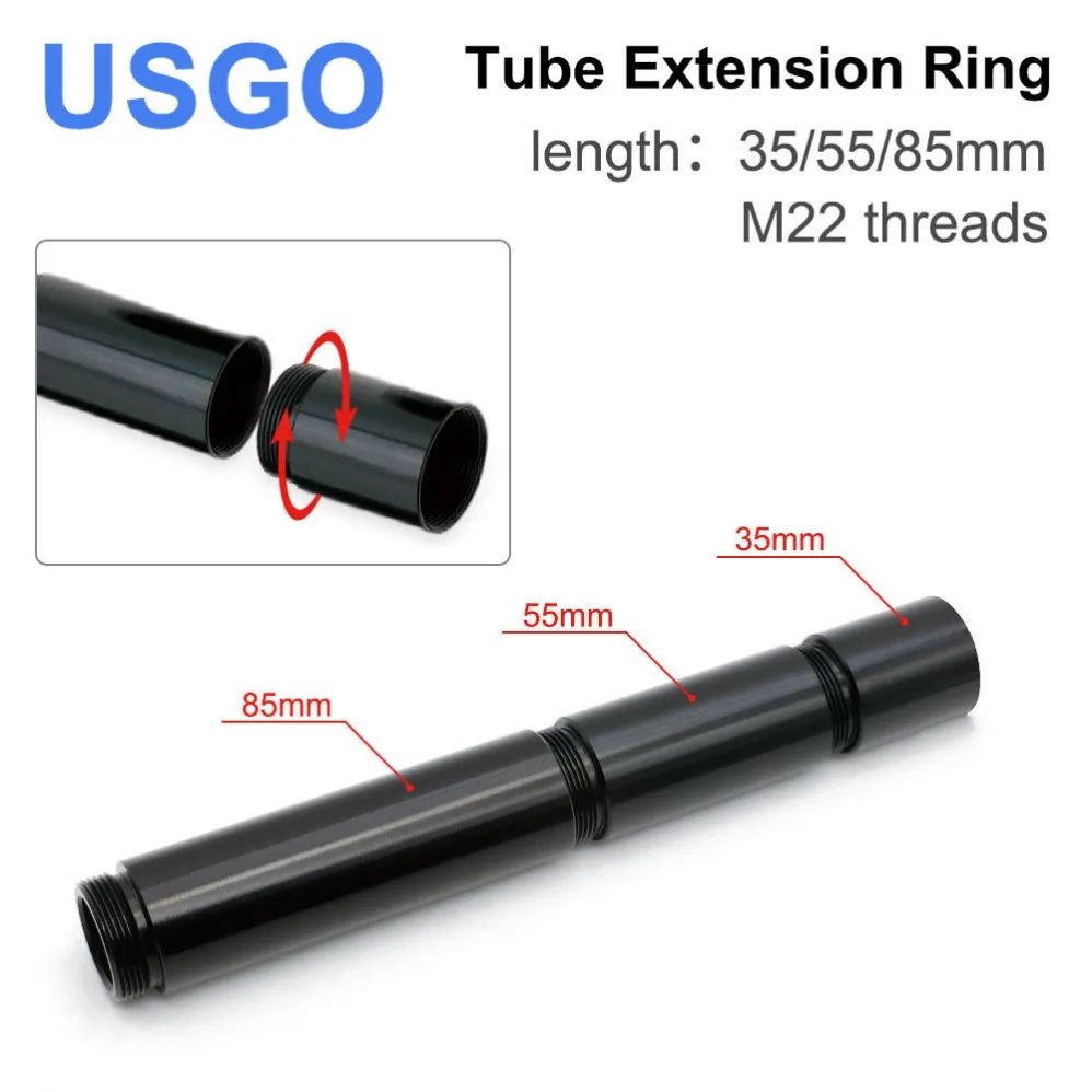 USGO-Tubo de extensión láser CO2, anillo de extensión, traje de cabeza láser O.D.24mm, tubo de lente