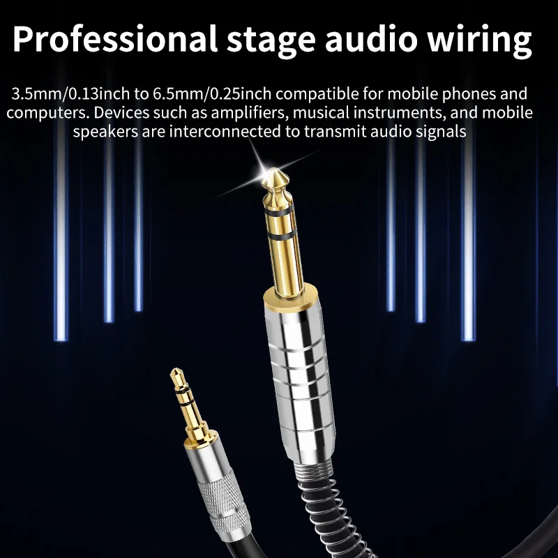 3.5mm To 6.35mm Audio Adapter Cable Pure Copper Plated With Gold 3.5 To 6.5 Jack Male Audio Cable for Mixer Amplifier CD Player