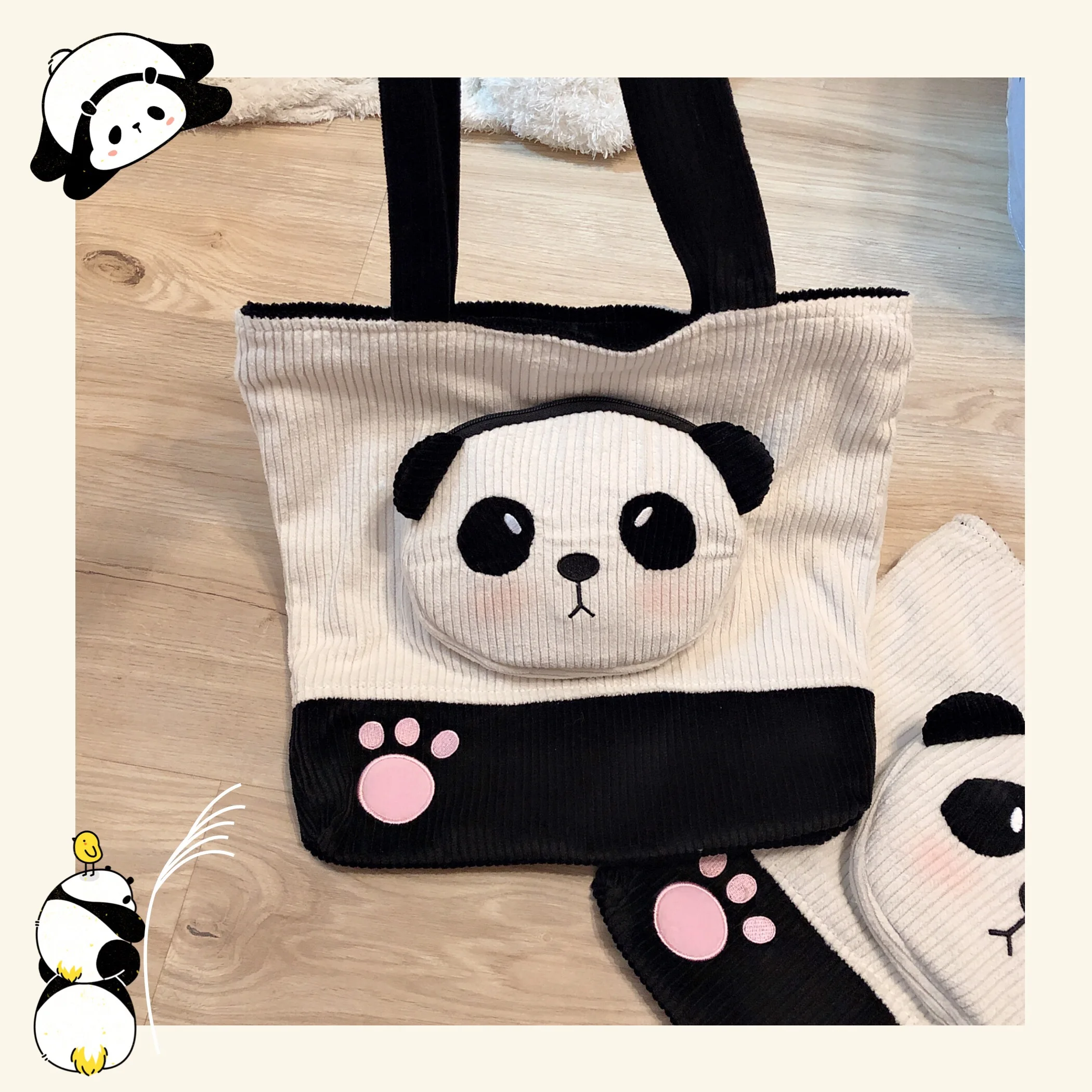 Cute Soft Girl Japanese Animal Panda Student Casual Shoulder Messenger Bag Canvas Bag Female Kawaii Girl Bag Loli Cosplay Lolita