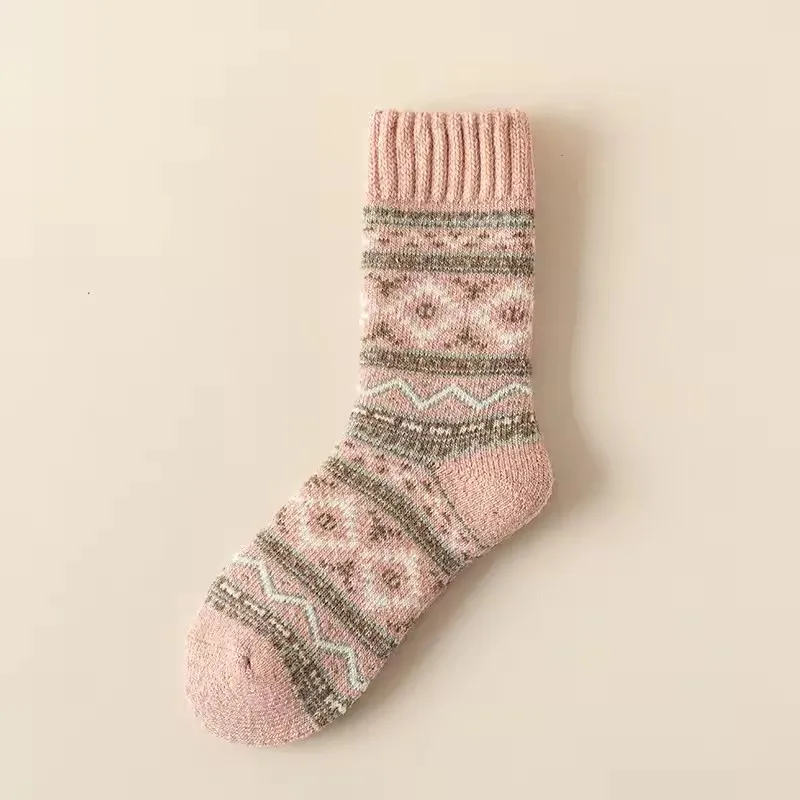 Winterwollsocken, verdickte Socken, Retro-Ethno-Stil, Paar-Stil, warme Frottee-Socken in der Mitte der Wade – Detail 8
