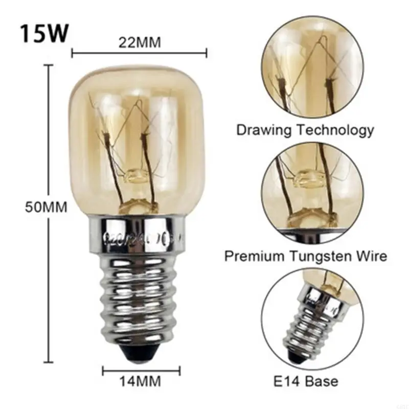 G8TC 2PCS 220V E14 300 องศาเตาไมโครเวฟที่ทนต่ออุณหภูมิสูงได้ 15/25W