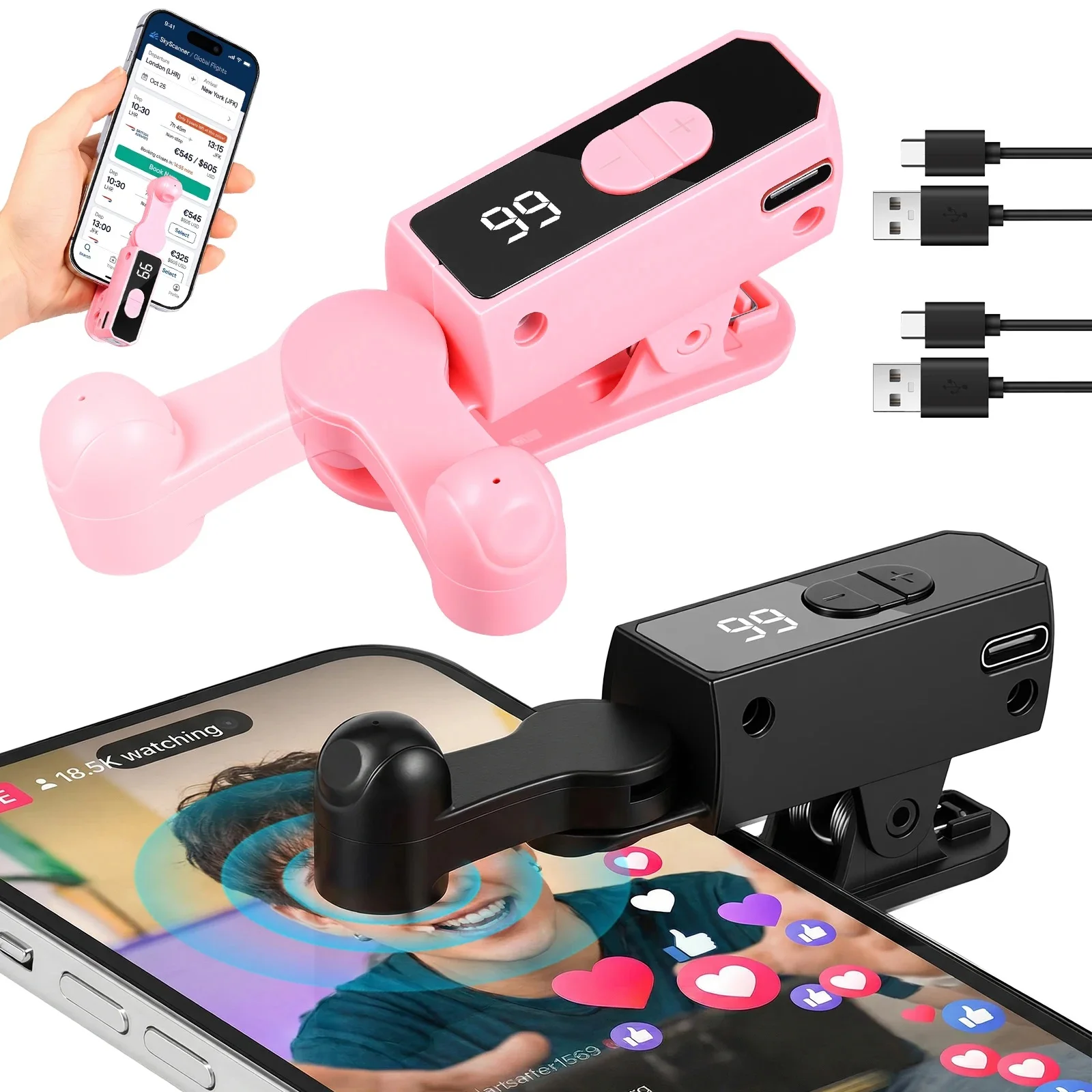 

2Pcs Wireless Screen Auto Clicker Adjustable Speed ClipOn Video Live Liker Game Screen Touch Device TicketGrabbing Shopping Tool