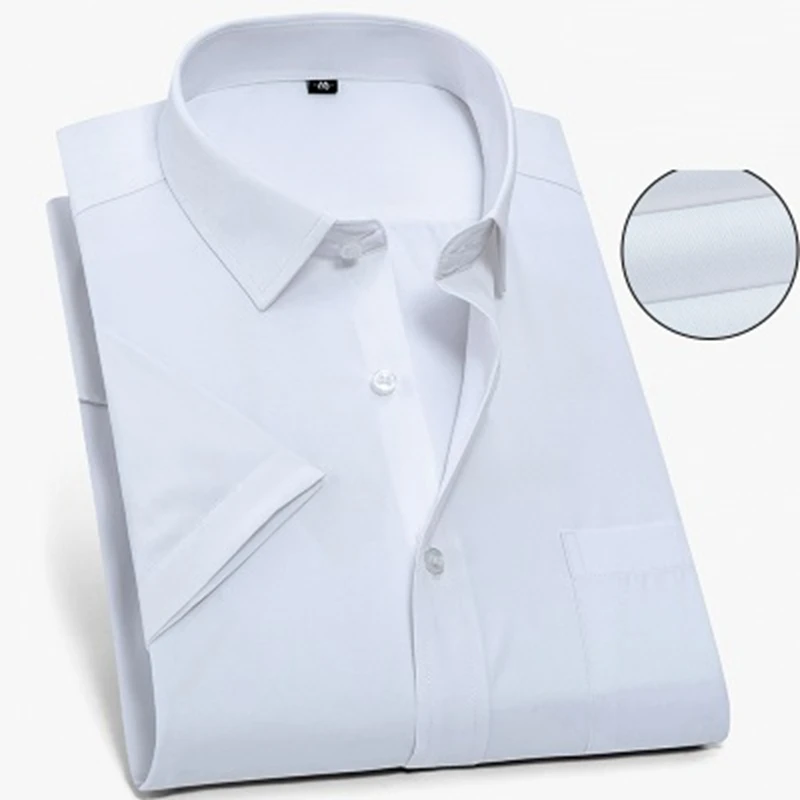 160KG Men Short Sleeve Big Shirt Large Size 10XL 11XL 12XL 13XL 14XL Business Office Comfortable Summer Lapel White Shirt