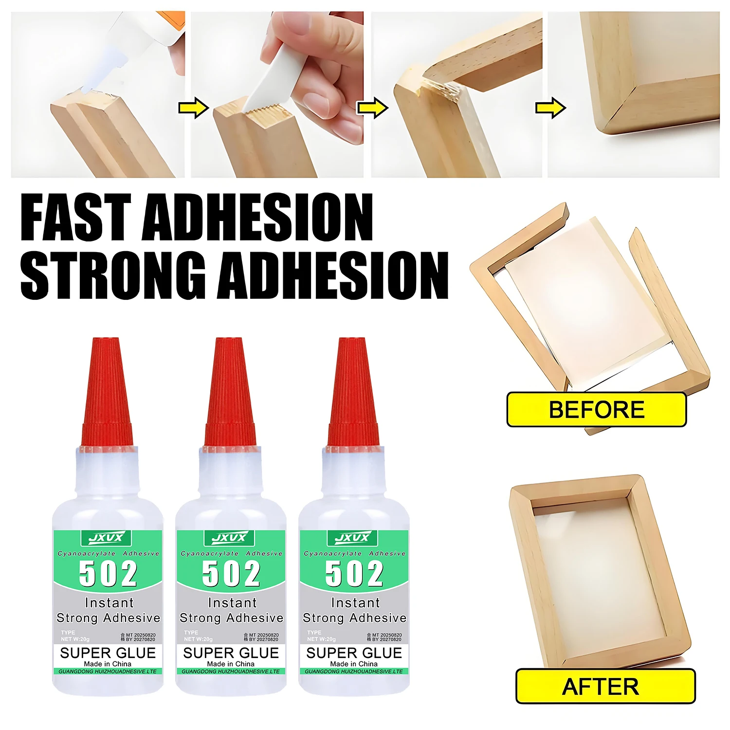 1.76 أونصة 502 غراء فائق القوة متعدد الأغراض سريع الجفاف لاصق سيانو أكريليت لاصق سريع فوري مطاط خشب زجاج أقوى من جميع أنواع الغراء 1-3 قطع. #5