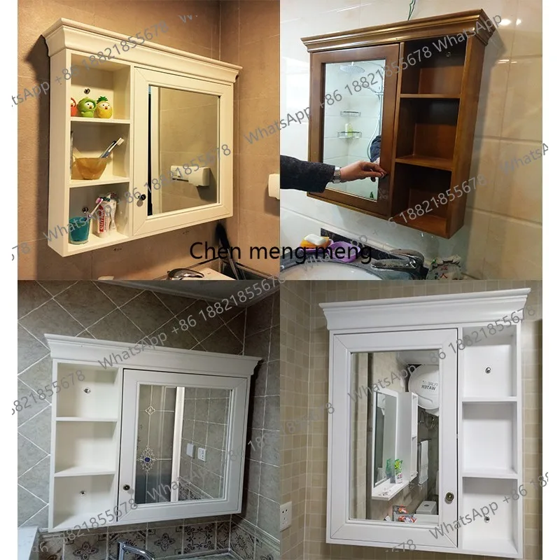 Solid wood bathroom mirror cabinet, integrated storage, washstand, separate storage mirror cabinet wall-mounted