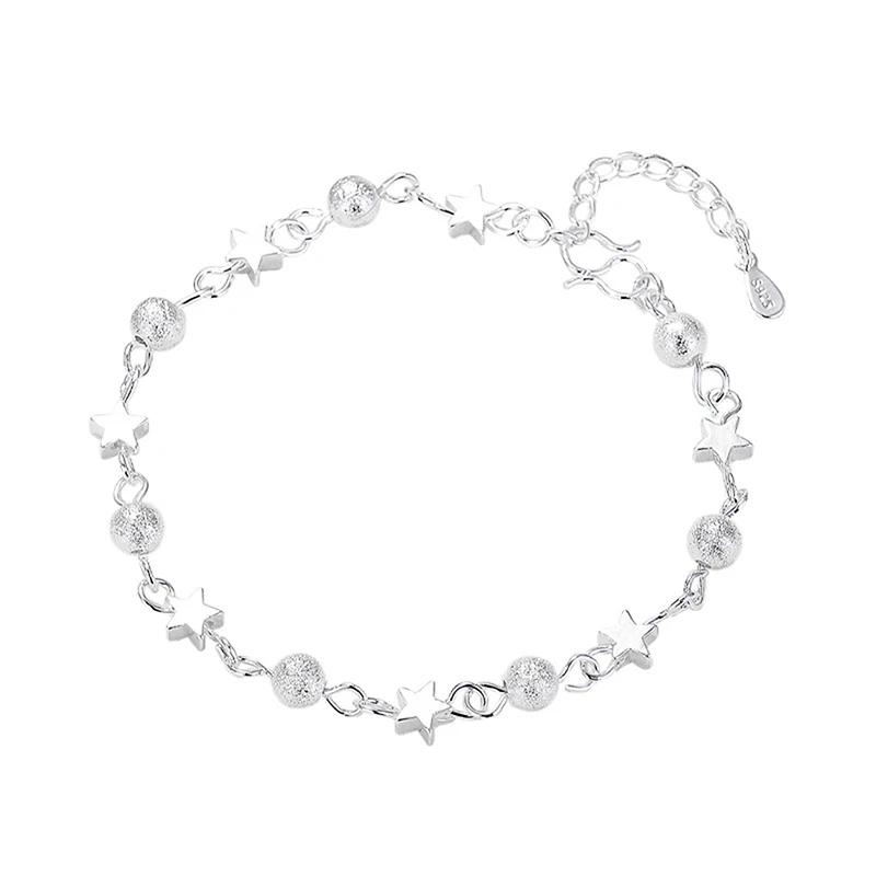 925 Sterling Silver Small Star Fresh Bracelet Fresh Star Bracelets For Women Personality Round Bead Bracelet Korean Fashion