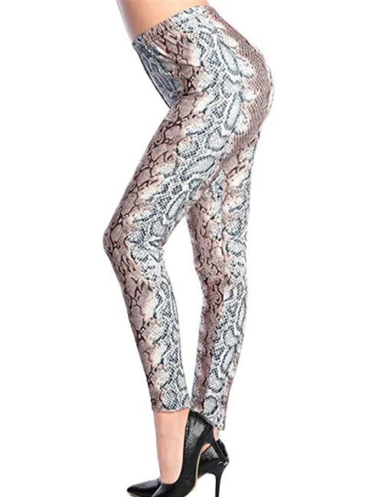 

VIIANLES High Waist Leggings Snake Printing Leggins Push Up Elastic Ladies Trousers Stretch Breathable Slim Fitness Pants