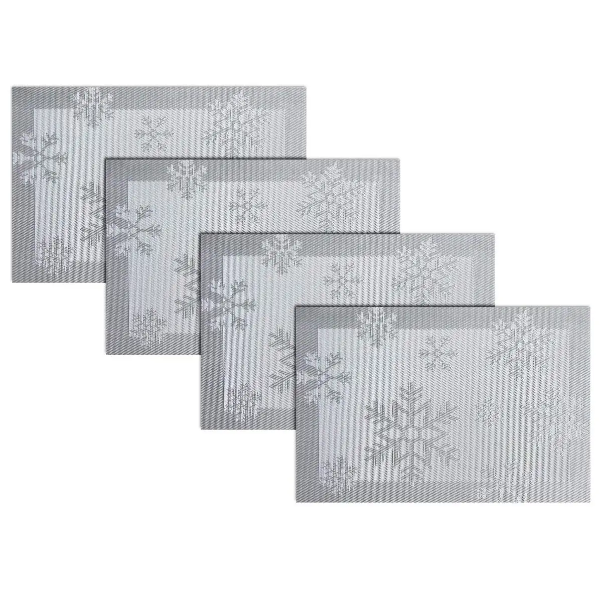 

Snowflake Placemats, Woven, Heat-Resistant, Washable, Easy to Clean, Table Mats for Dining Room and Decor,Set of 4