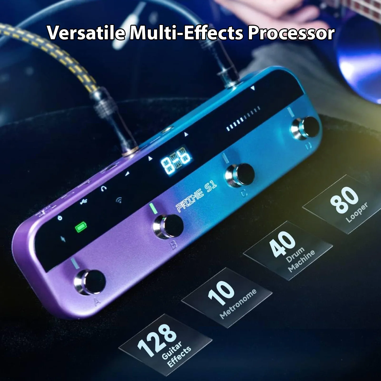MOOER S1 Smart Stereo Guitar Effects Processor Multi-Effects Pedal 10 Metronomes 40 Drum Machine Wireless Footswitch Controller
