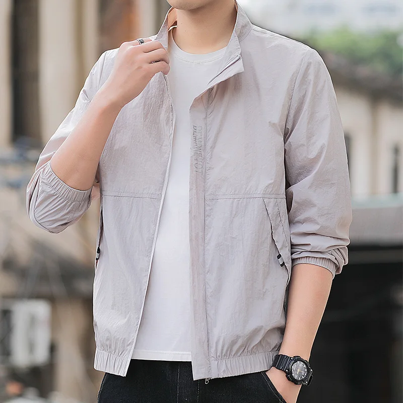 

Qui Dry Ice Silk UV Protection Clothing Men's Summer Ultra Thin Breathable Jaet Anti Ultraviolet Outdoor Sports Skin irt