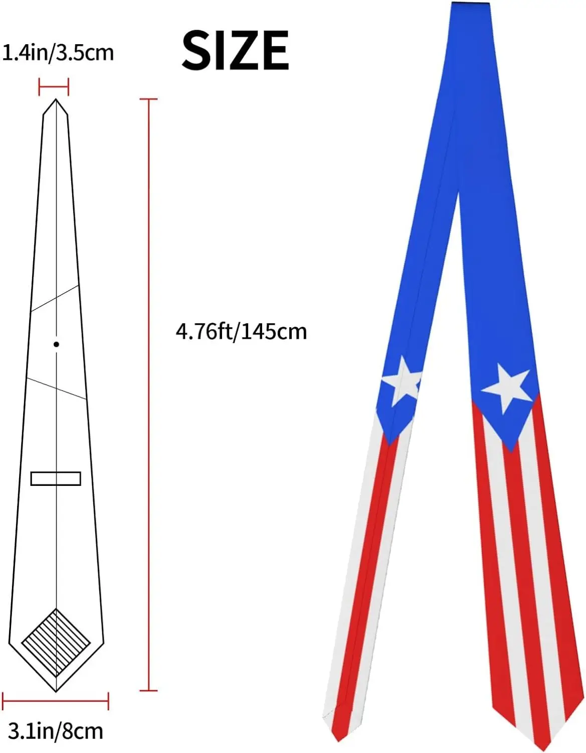 Puerto Rico Flag 5 Gestreepte Stropdas Heren Nek Stropdassen Heren Feest Business Stropdassen Zachte Skil Stropdas