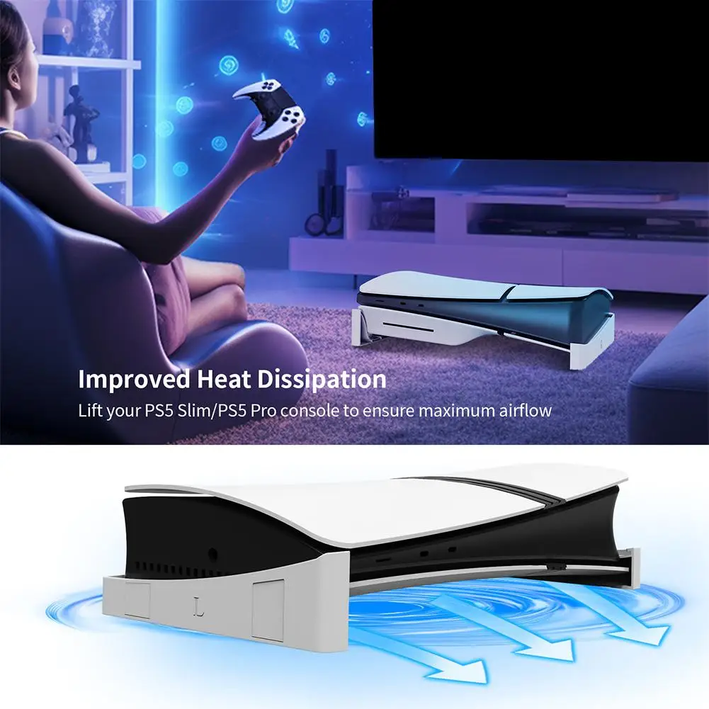 For PS5 Pro/PS5 Slim Digital/Optical Drive Edition Game Console Dock Mount Holder Horizontal Storage Stand Desk Display Holder