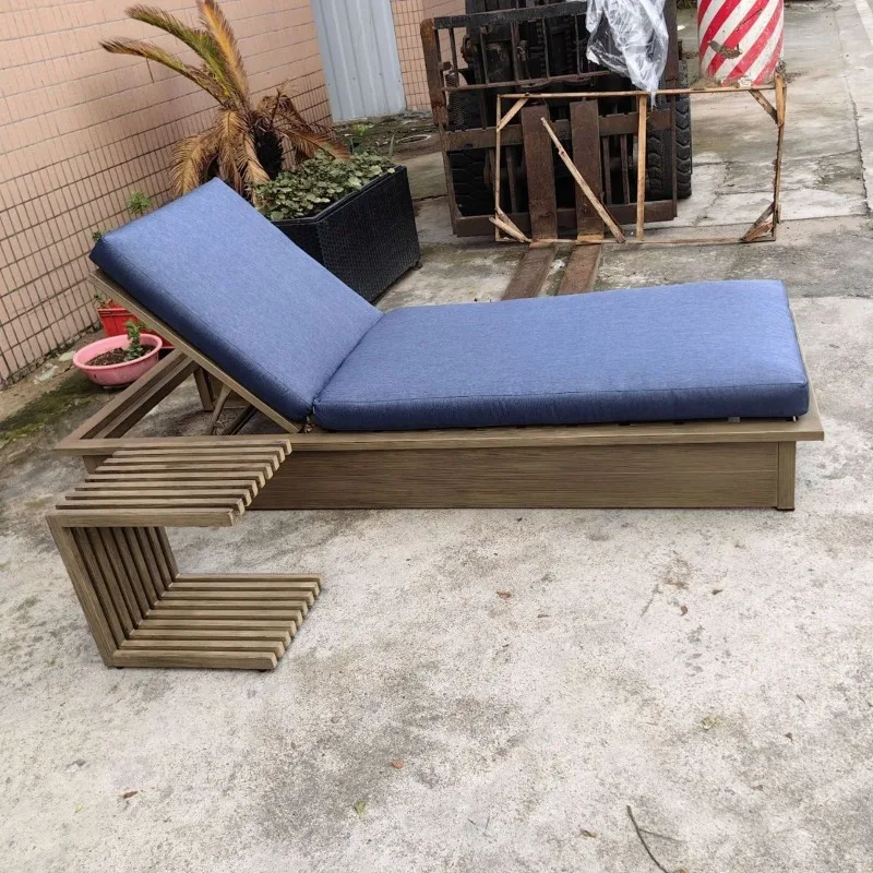 Outdoor bed, outdoor villa lounge chair, outdoor courtyard terrace aluminum alloy leisure sofa, beach high backrest sunshade