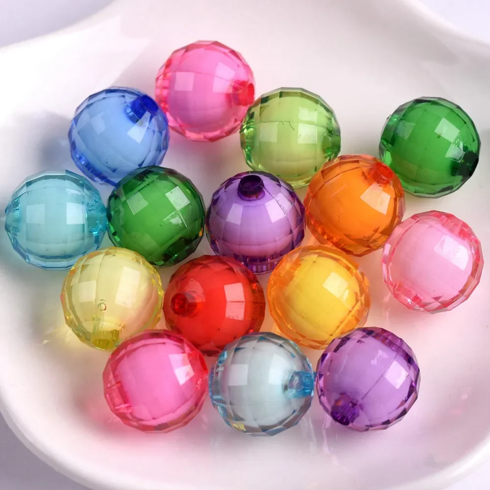 

Round 96 Faceted Colorful Acrylic Plastic Loose Beads Wholesale Lot Crafts Findings for DIY Jewelry Making 50pcs