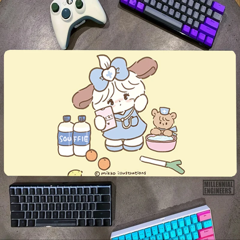 Cute Cartoon Mikko Mouse Pad Desk Mat Mousepad Gamer Office Accessories Gaming Mats Big Mousepepad Keyboard Extended Large Mause