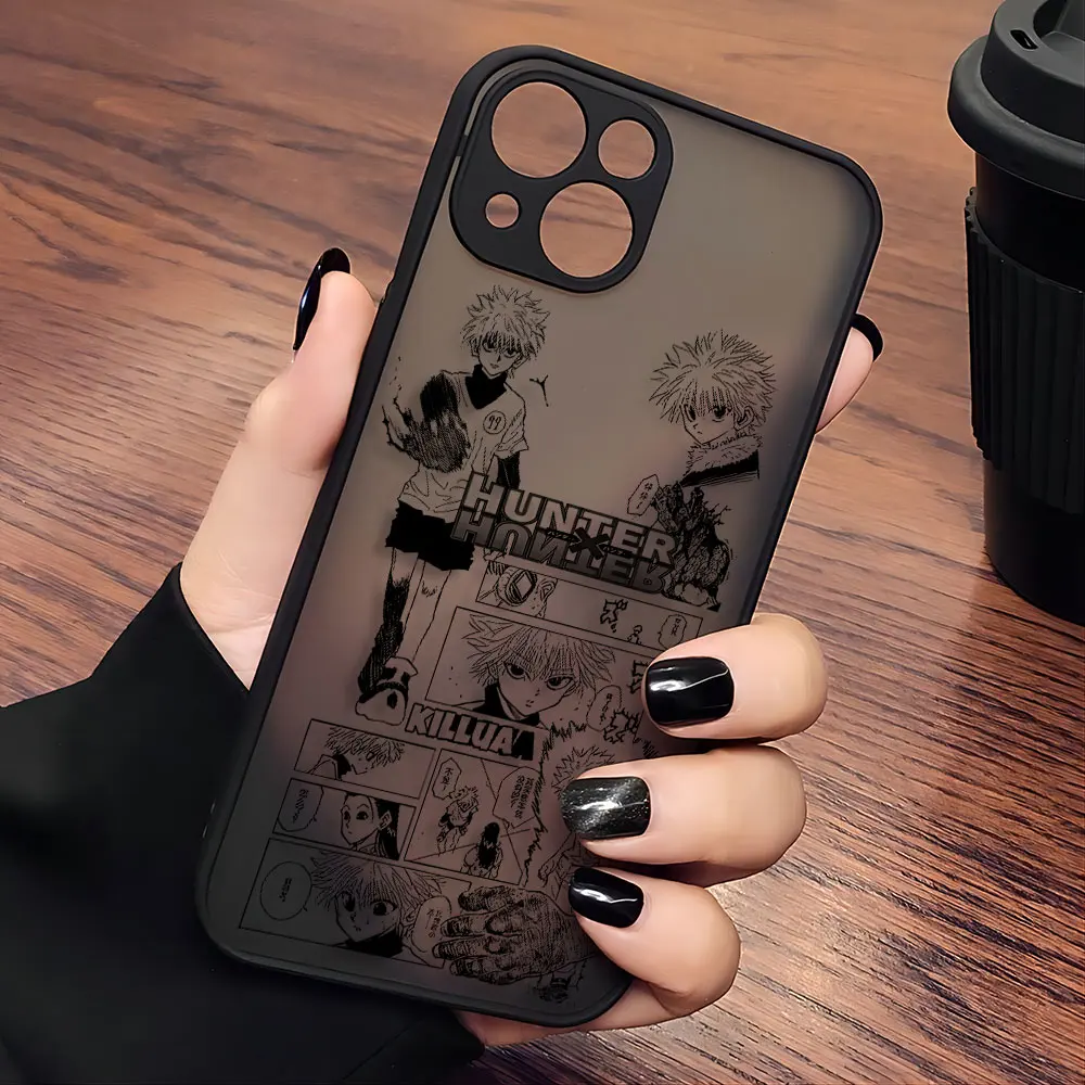 Custodia per telefono Anime Hot hunterscine hunter nera per iPhone 15 14 13 12 11 Mini Pro Max X XR XSMax 7 8 Plus Cover posteriore trasparente opaca