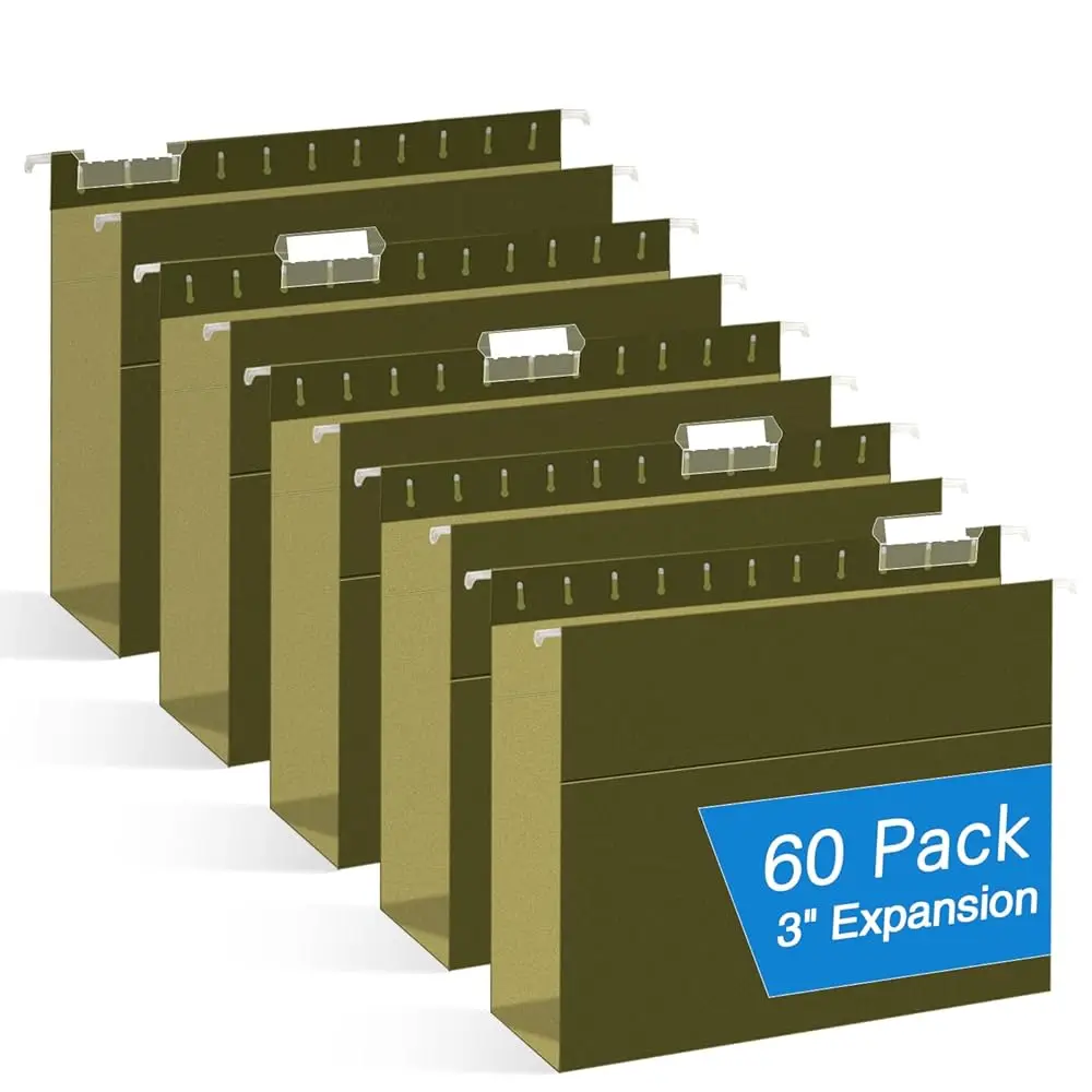 Folder File Gantung Aksi Ekstra, Folder Gantung Diperkuat Ukuran Huruf 60 Pa dengan Ekspansi Tugas Berat 3 Jam untuk File Besar,