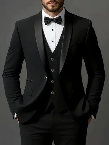 Imagen 2 del producto Conjunto de traje formal para hombre, esmoquin informal de negocios ajustado para boda, solapa de muesca de manga larga, novio