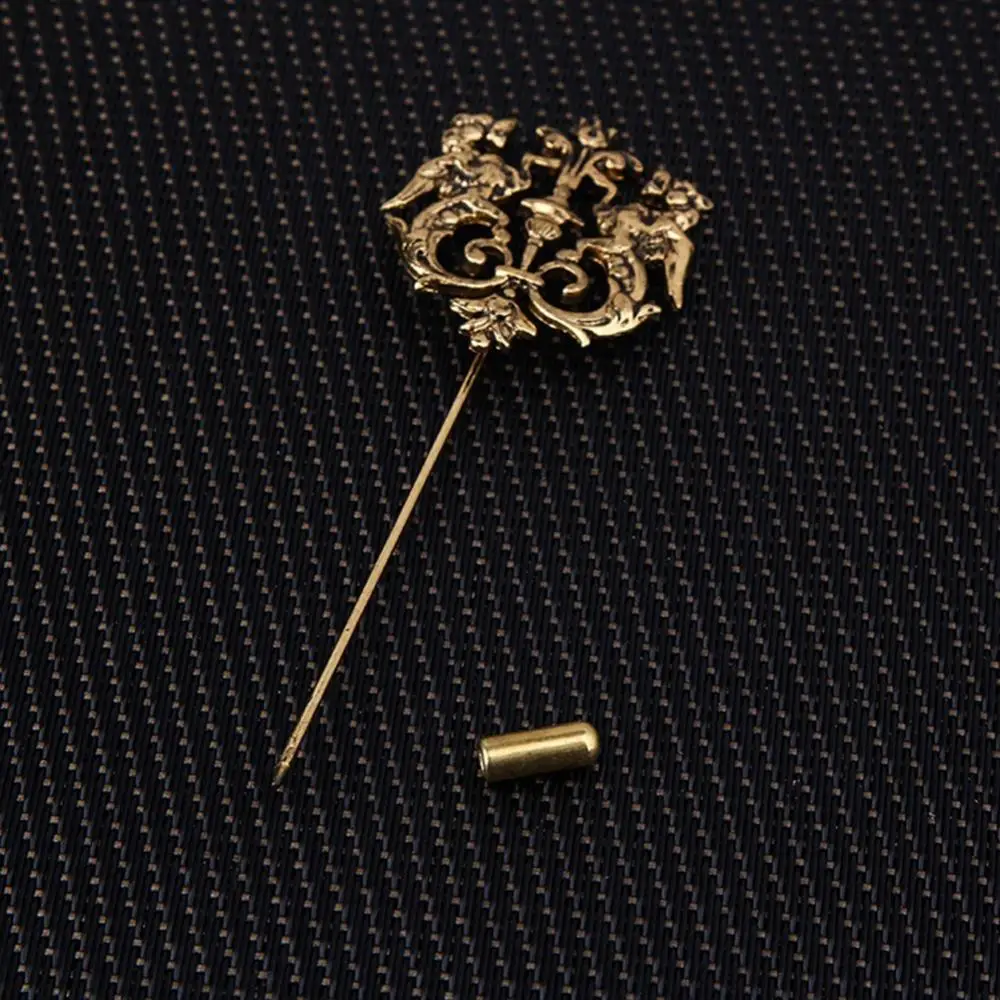 Vintage Men Hollow Double Lion Brooch Pin Lapel Clip Wedding Party Jewelry Gift