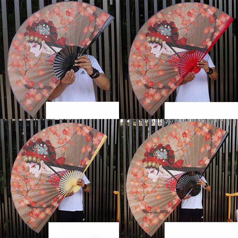 

Chinese Decoration Folding Fan Classical Wall Mount Oversized Cloth Folding Fan Living Room Decorative Chinese Peking Opera