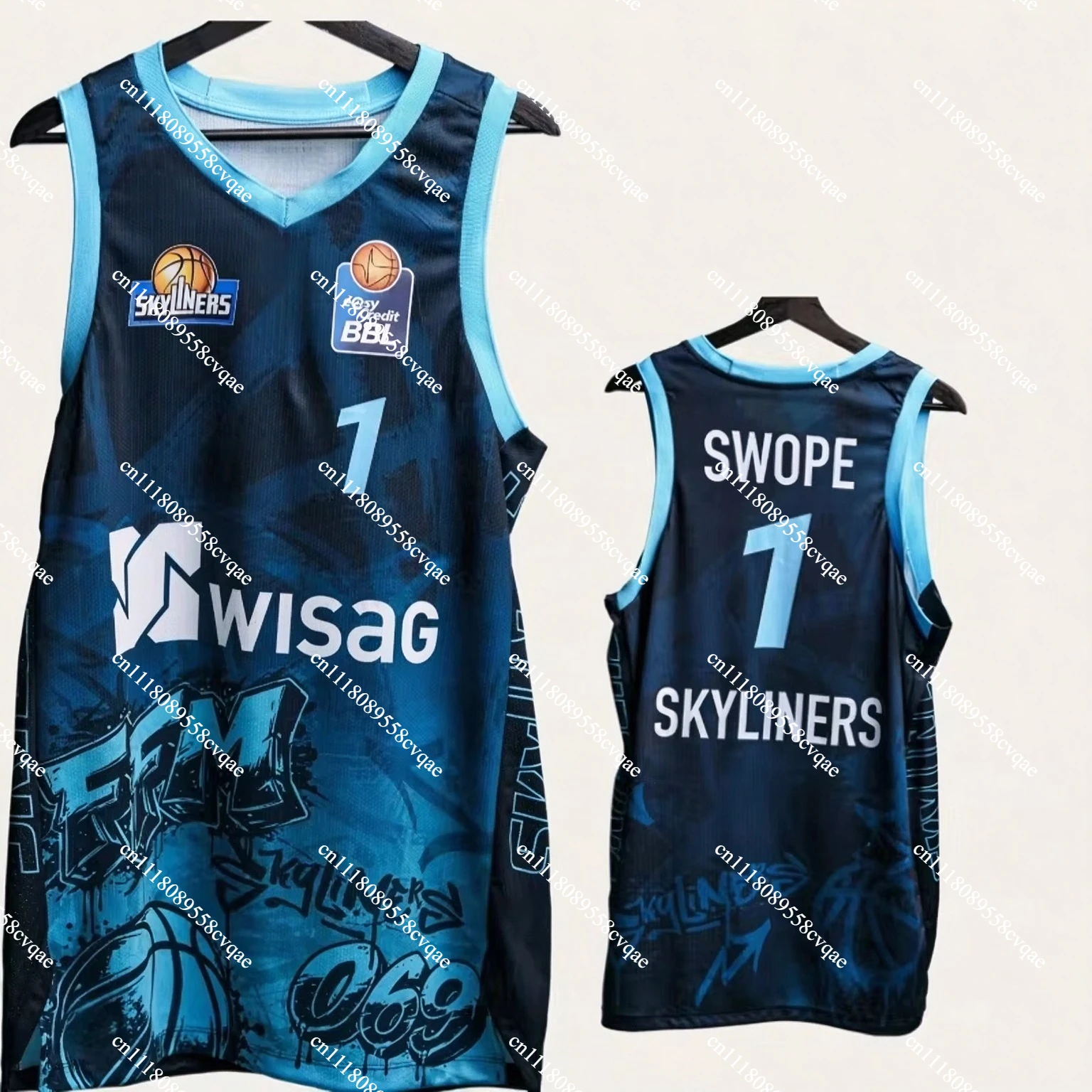 Skyliners Frankfurt 2026-27 Home Basketball Jersey,Graffiti Print Fans Basketball Uniform for Training & Competition