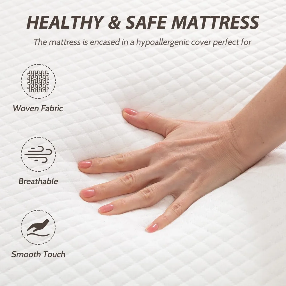 مرتبة إسفنجية ميموري فوم متوسطة الحجم مقاس 14 بوصة - تخفيف الضغط، نوم مبرد للأطفال والكبار