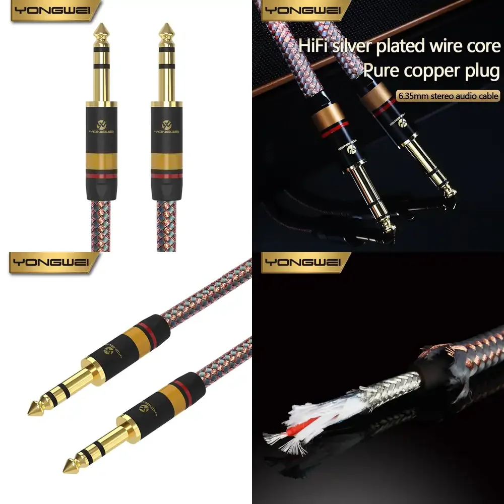 Cable de Audio YONGWEI de 6.5mm Macho a Macho, Cable AUX para Micrófono, Guitarra Eléctrica, Auriculares Estéreo, Grabación de Estudio