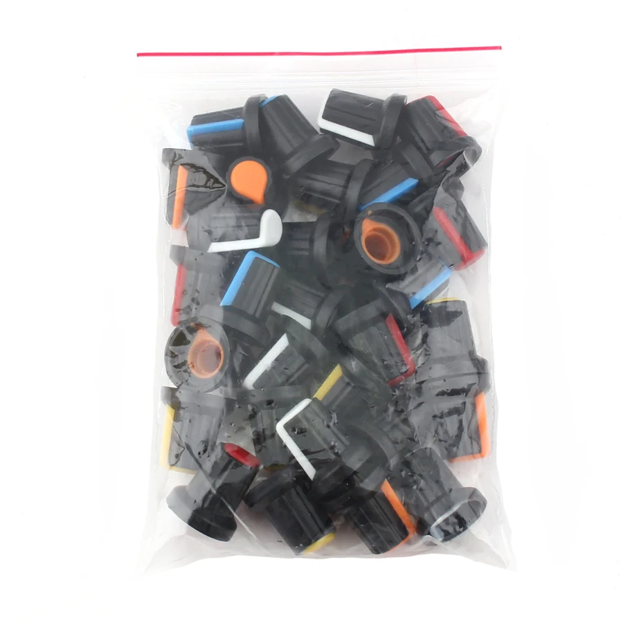 30PCS/Bag WH148 Potentiometer Knob Cap(copper core) 15X17mm 6mm Shaft Hole AG2 Power Adapter switch Caps 5value*6PCS=30PCS