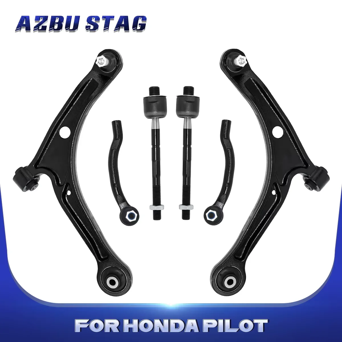 AzbuStag 6Pcs Front Lower Control Arm Tie Rod Suspension Kits for HONDA PILOT ACURA MDX 2001 2002 2003 2004 2005 2006 2007 2008
