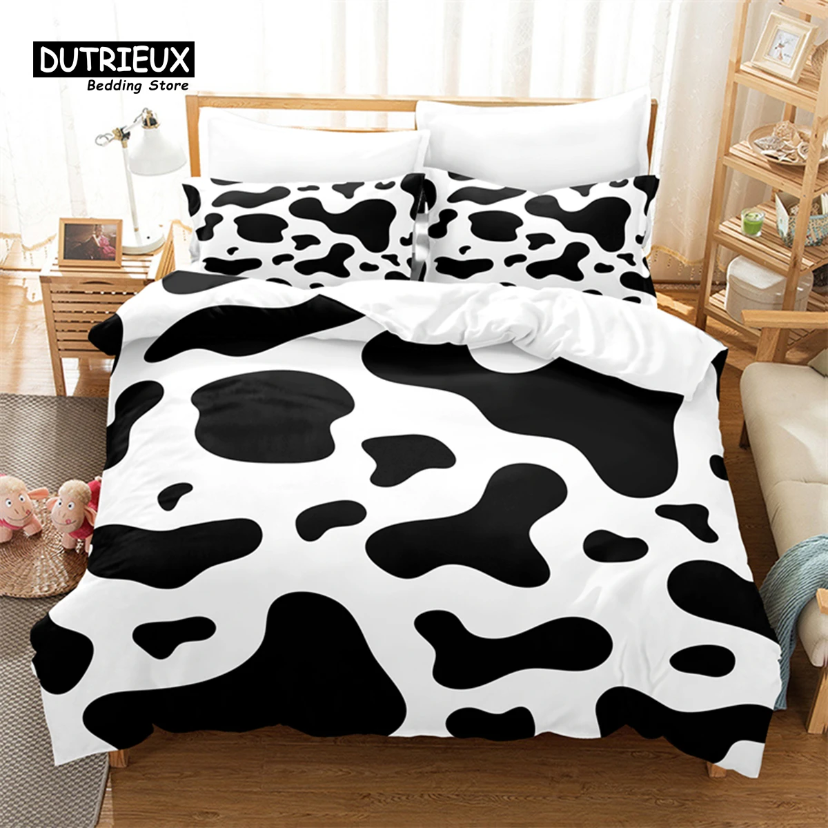 Cow Stria Bedding Set, 3Pcs Duvet Cover Set, Soft Comfortable Breathable Duvet Cover, For Bedroom Guest Room Decor