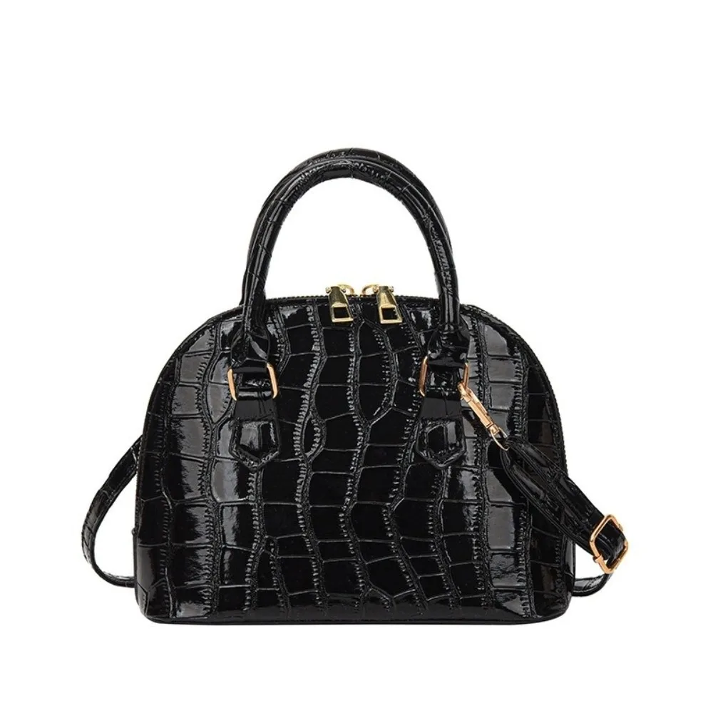 

Vintage French Style Crocodile Pattern Shell Bag PU Leather Mini Shoulder Bag Versatile Handheld Women Handbags Daily