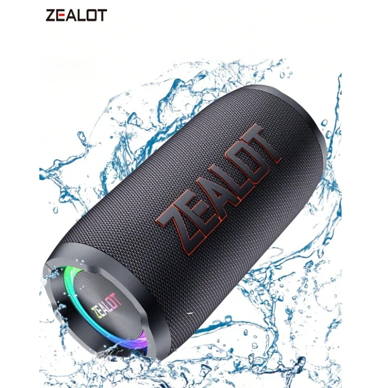 Altavoces inalámbricos ZEALOT S76 de 50 W, altavoz subwoofer portátil para exteriores, IPX 5, calidad de sonido de alta fidelidad, luz RGB, batería de larga duración.