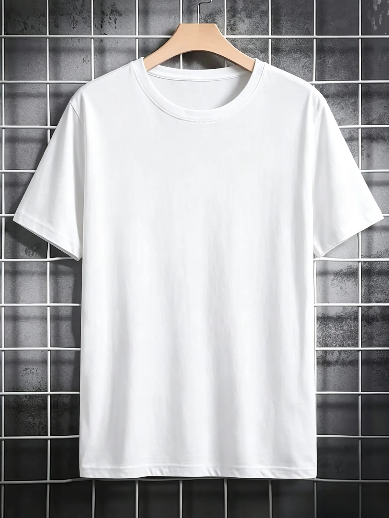 Men Blank Plain Crew Neck T Shirt Premium Cotton No Graphic Loose Casual Short Sleeve Basic Top Urban Street Fashion Top