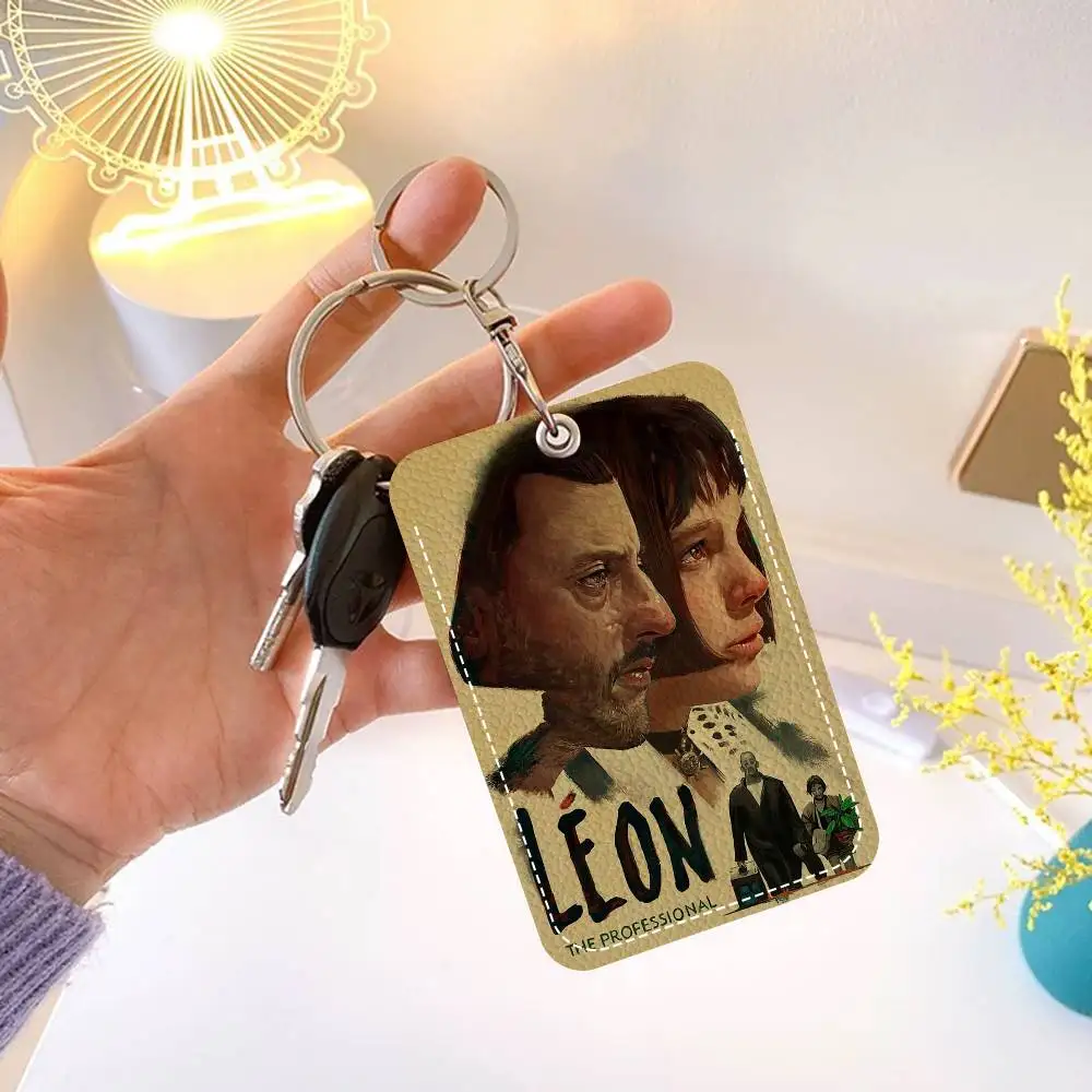 Leon le professionnel 1Pc étui pour carte d'accès porte-carte en cuir porte-clés porte-clés étiquettes d'accès porte-carte d'identité étui porte-clés