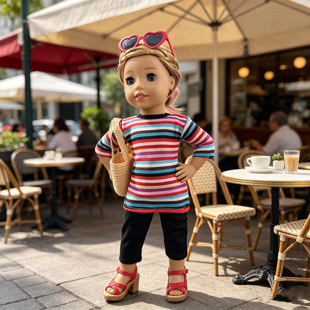 

18 inch doll knitted set, fashionable two-piece set suitable for 18 inch dolls, fashionable and versatile doll accessories