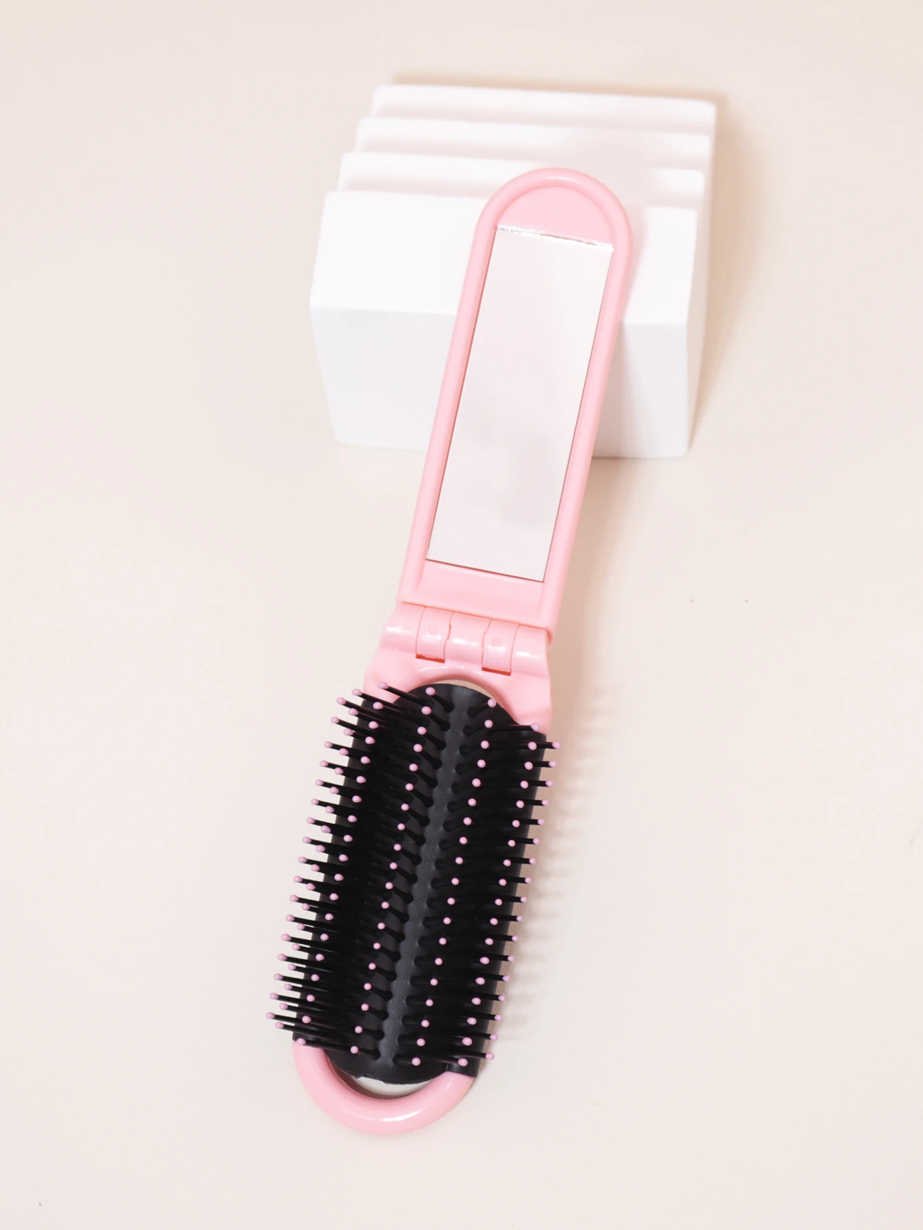 1pc portable mini foldable anti-static massage mirror hair comb travel girl with mirror foldable comb Special for real hair wigs