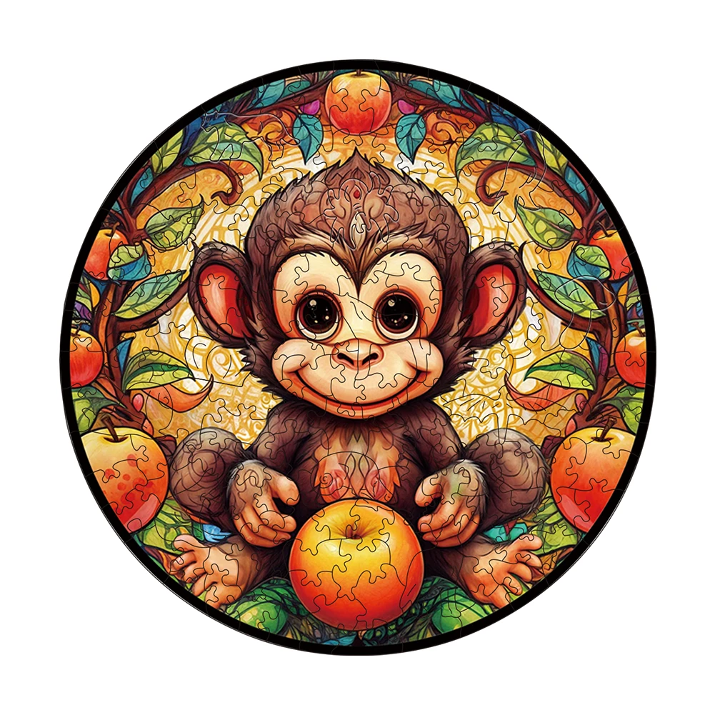 Monkey Wooden Animal Puzzle DIY Crafts Jigsaw Brain Trainer Family Interactive Game Hell Difficulty Wood Toy Adult Kid Puzzle