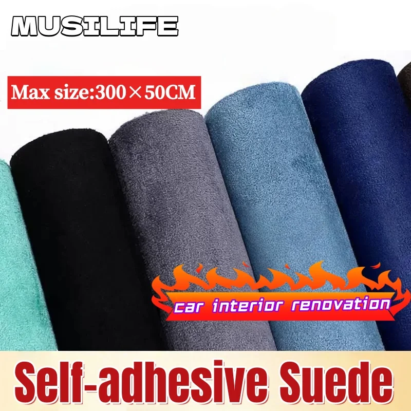 

Adhesive Back Suede Cloth for Car Ceiling Door Panel Dashboard Renovation High Elasticity Easy To Use Self Adhesive Suede Fabric