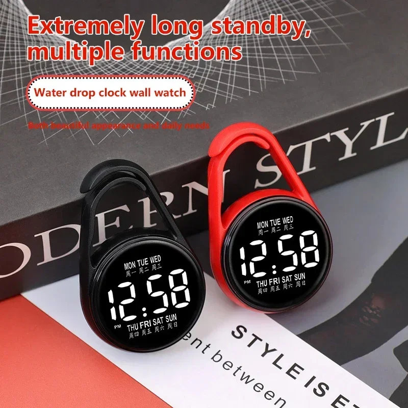 LED Electronic Hanging Watch Circular Night Light Digital Electronic Hanging Watch Pocket Watch  Droplet Shaped Hanging Watch