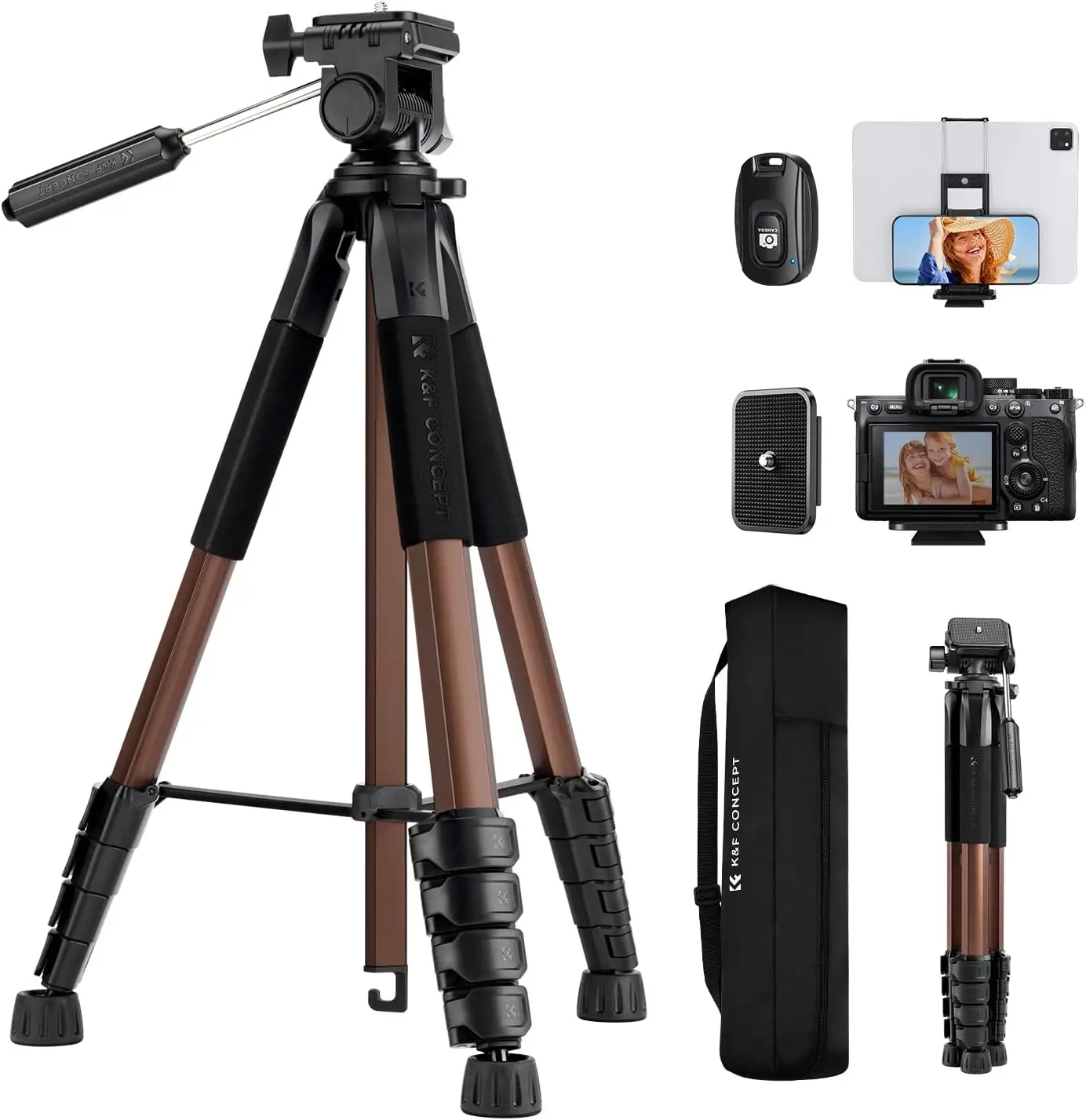 

Camera Tripod, 75' Lightweight Portable Travel Outdoor DSLR Tripods for Camera Phone Video Recording Tripod Stand, Cellphone