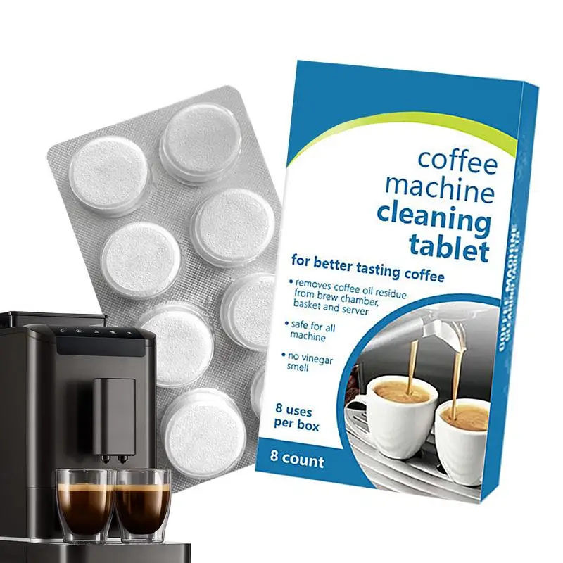 Coffee Machine Cleaner Tablets 8 Count Coffee Maker Pot Descaling & Cleaning Tabs Safe & Effective coffee machine cleaning table