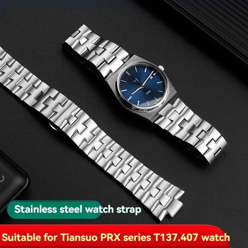 Convex Metal Strap for Tissot PRX Super Player T137.407/T137.410/T137.210 - 11mm 12mm Stainless Steel Watch Band Men Women
