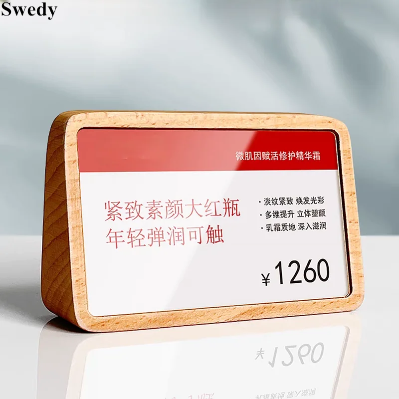 60x38mm Mini Acrylic Sign Holder Display Stand Table Number Menu Paper Price List Wood Price Name Card Tag Label Stands